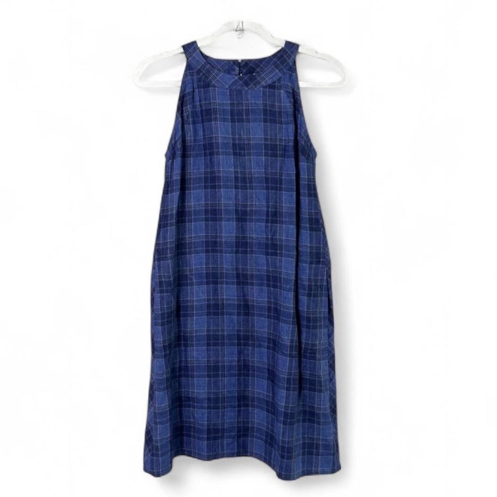 J. Jill Blue Plaid Sleeveless Mini Dress